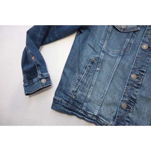 American Eagle Blue Washed Button Up Denim Jean Jacket Stretch Mens Sz Large - Picture 3 of 9